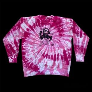 ✨SOLD✨Ghost Face Tie Dye Hand Dyed / Screen Print Spiral Crewneck Sweatshirt